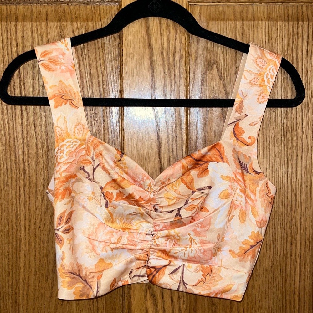 RunwayTheLabel Resort Floral Ruched Crop tank top